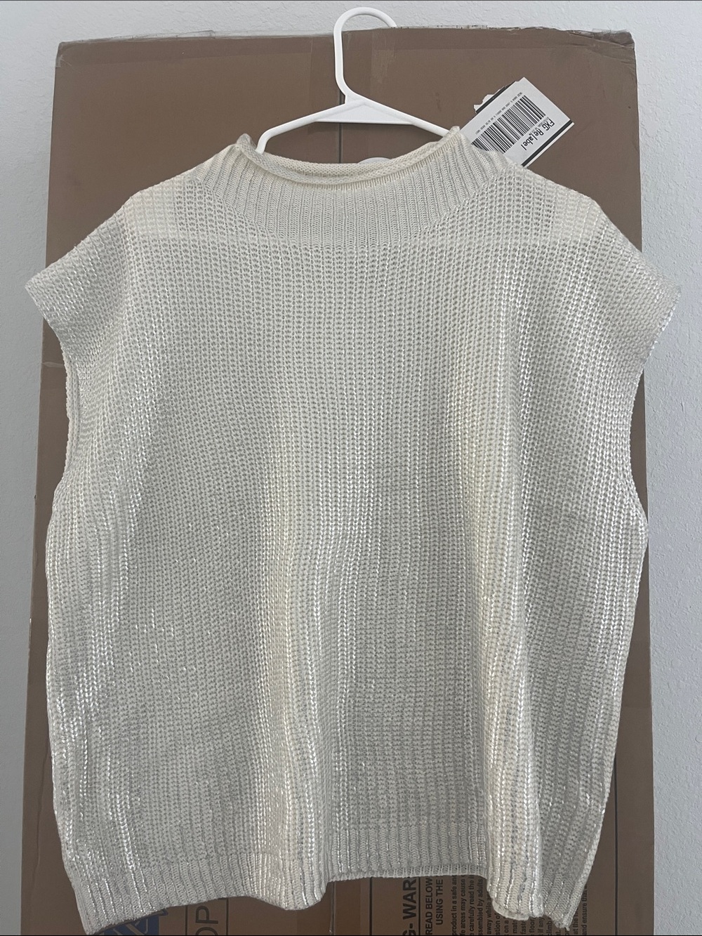Sleeveless Cowlneck Sweater Vest in Cream
